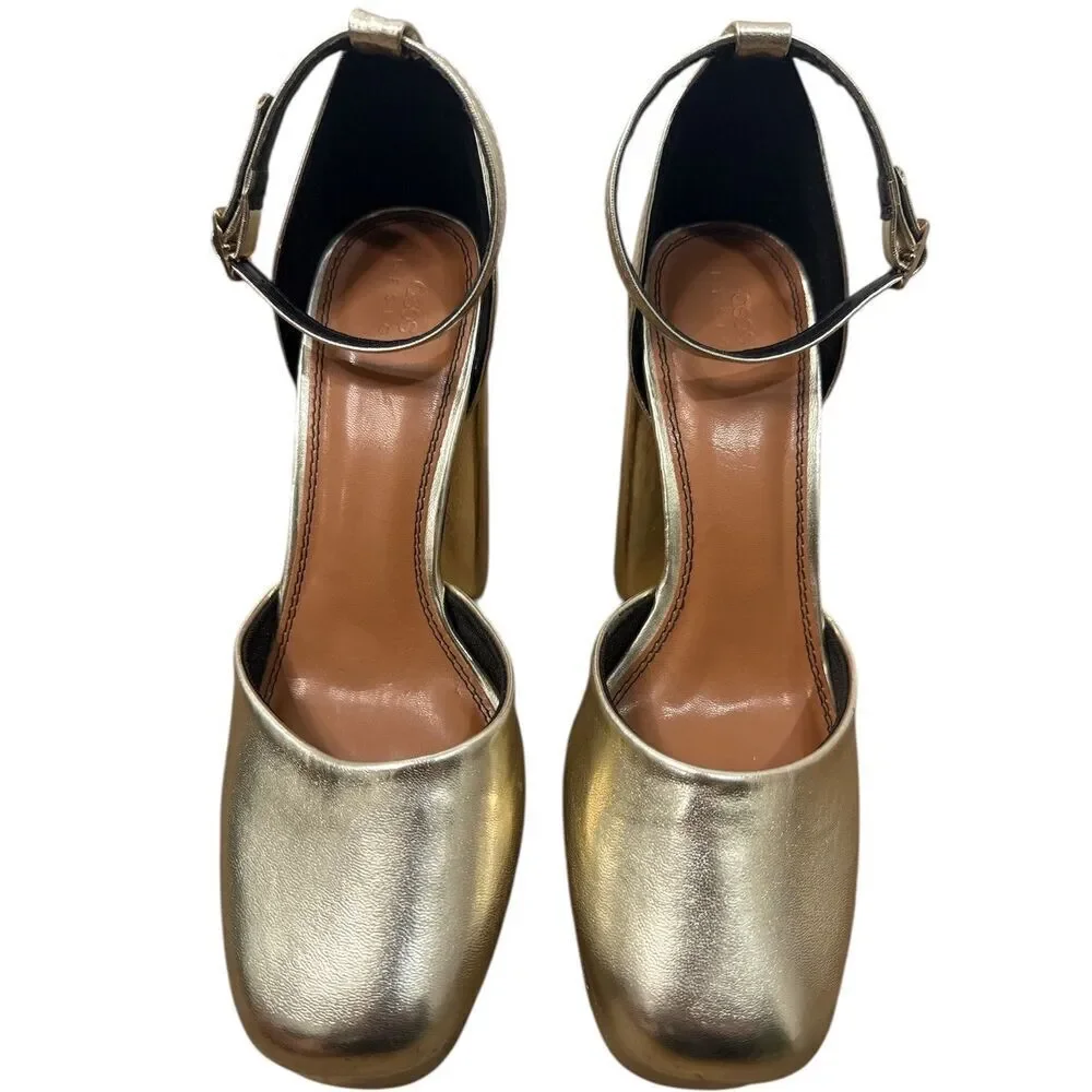ASOS Metallic Gold Platform Heels Size: 10